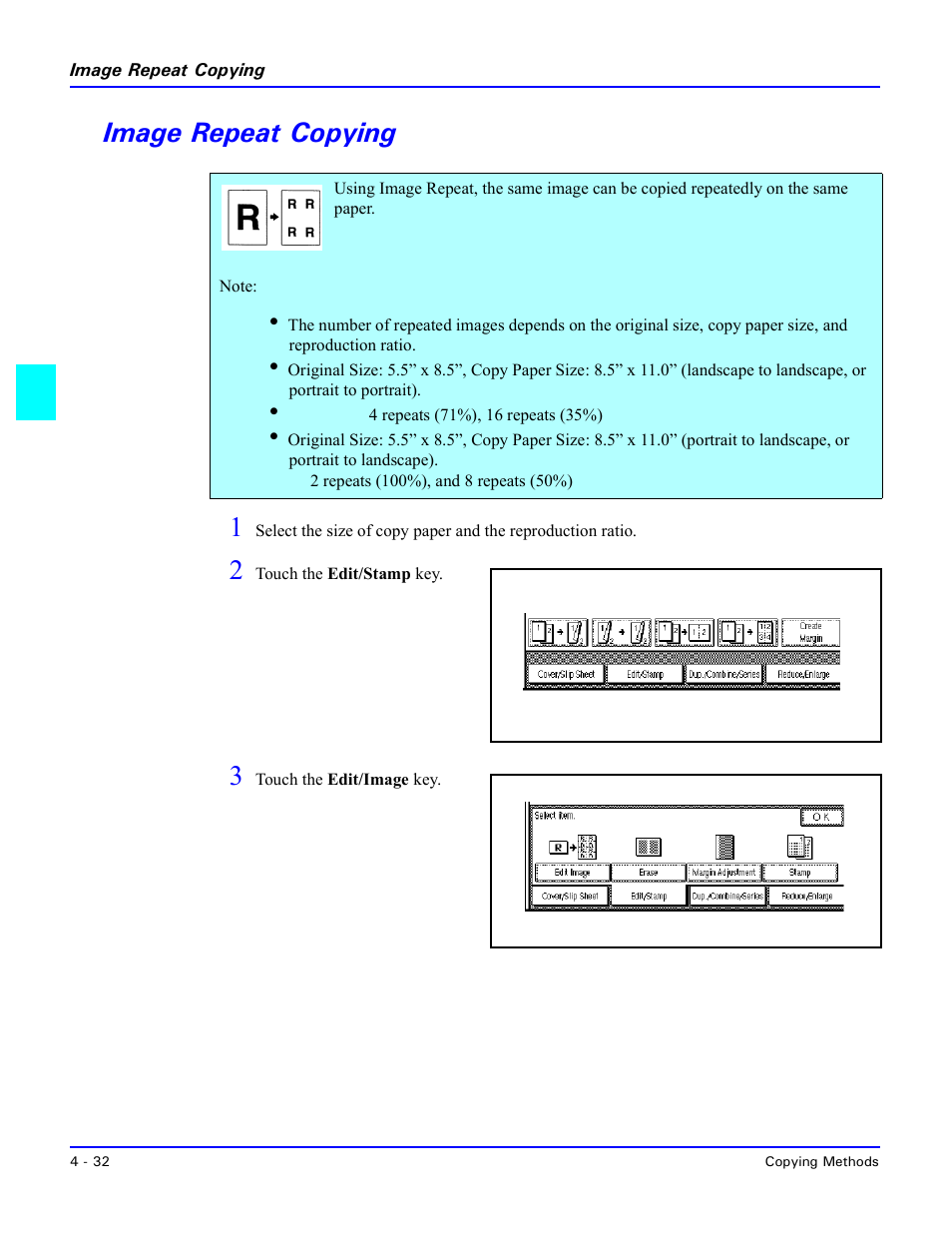 Image repeat copying, Image repeat copying -32, Image repeat copying 1 | Lanier 5635 User Manual | Page 96 / 288