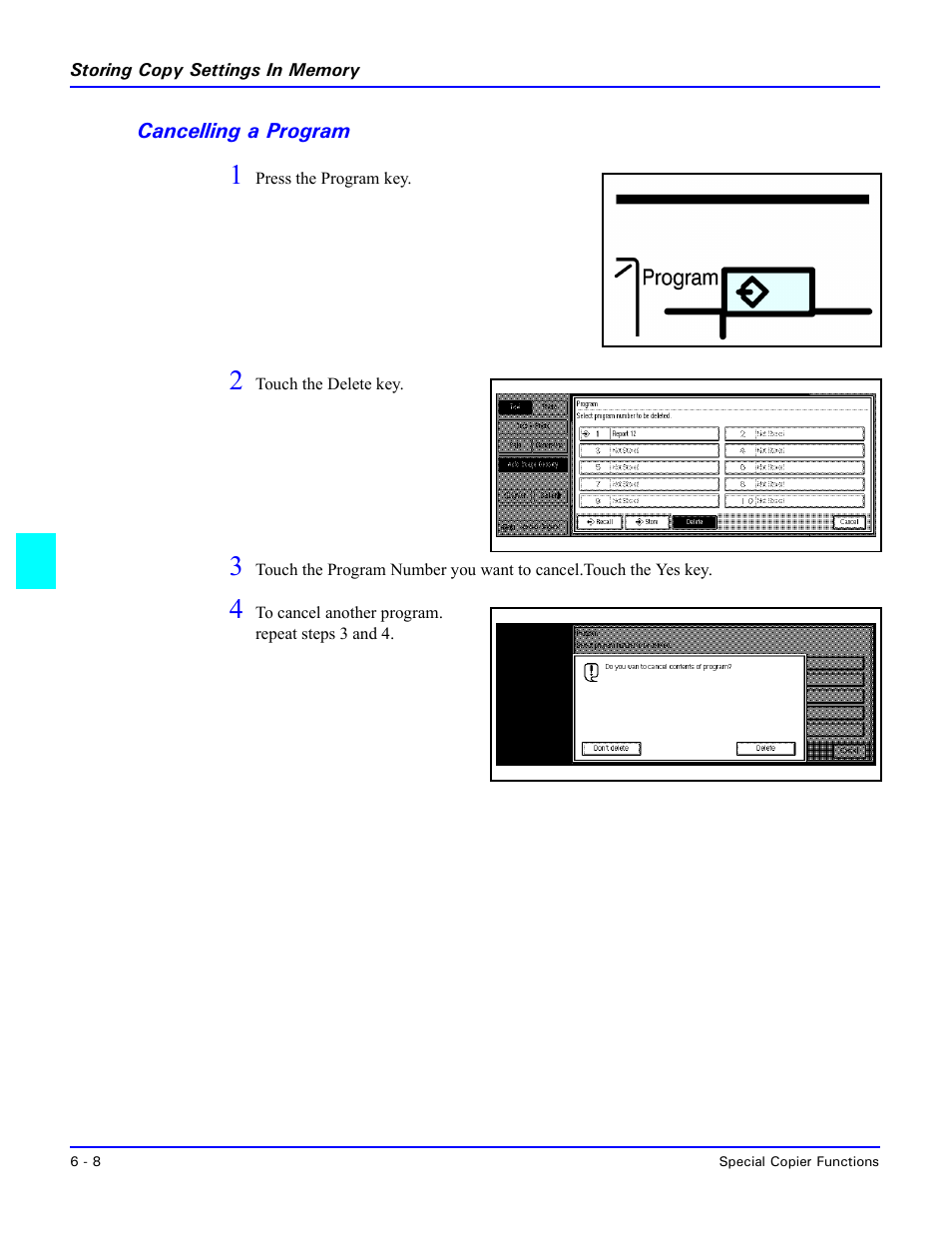 Cancelling a program, Cancelling a program -8 | Lanier 5470 User Manual | Page 118 / 184