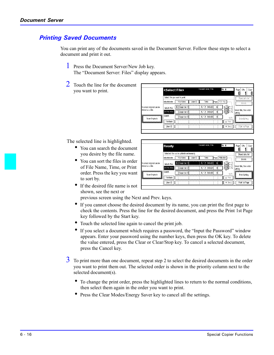 Printing saved documents, Printing saved documents -16 | Lanier 5470 User Manual | Page 126 / 184