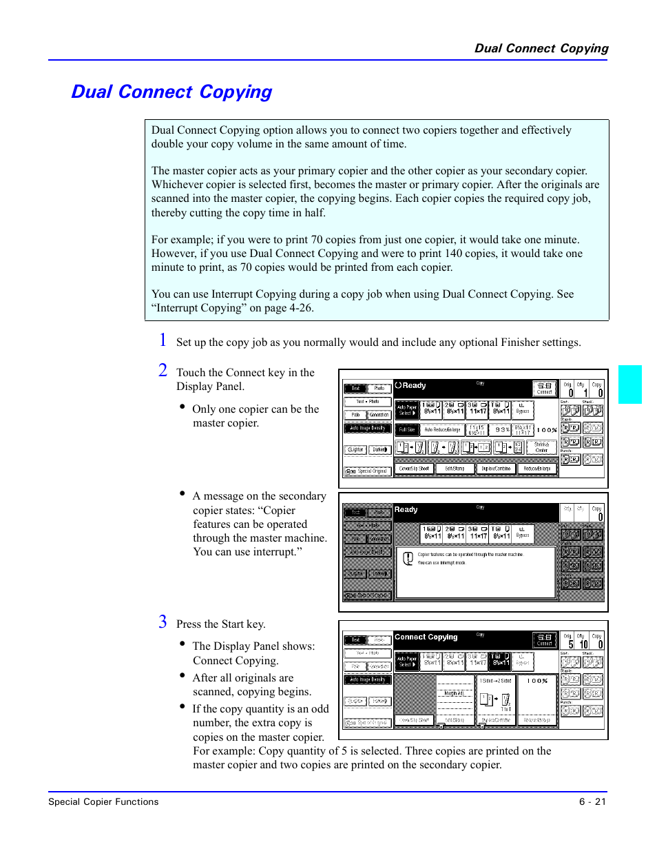 Dual connect copying, Dual connect copying -21, Dual connect copying 1 | Lanier 5470 User Manual | Page 131 / 184