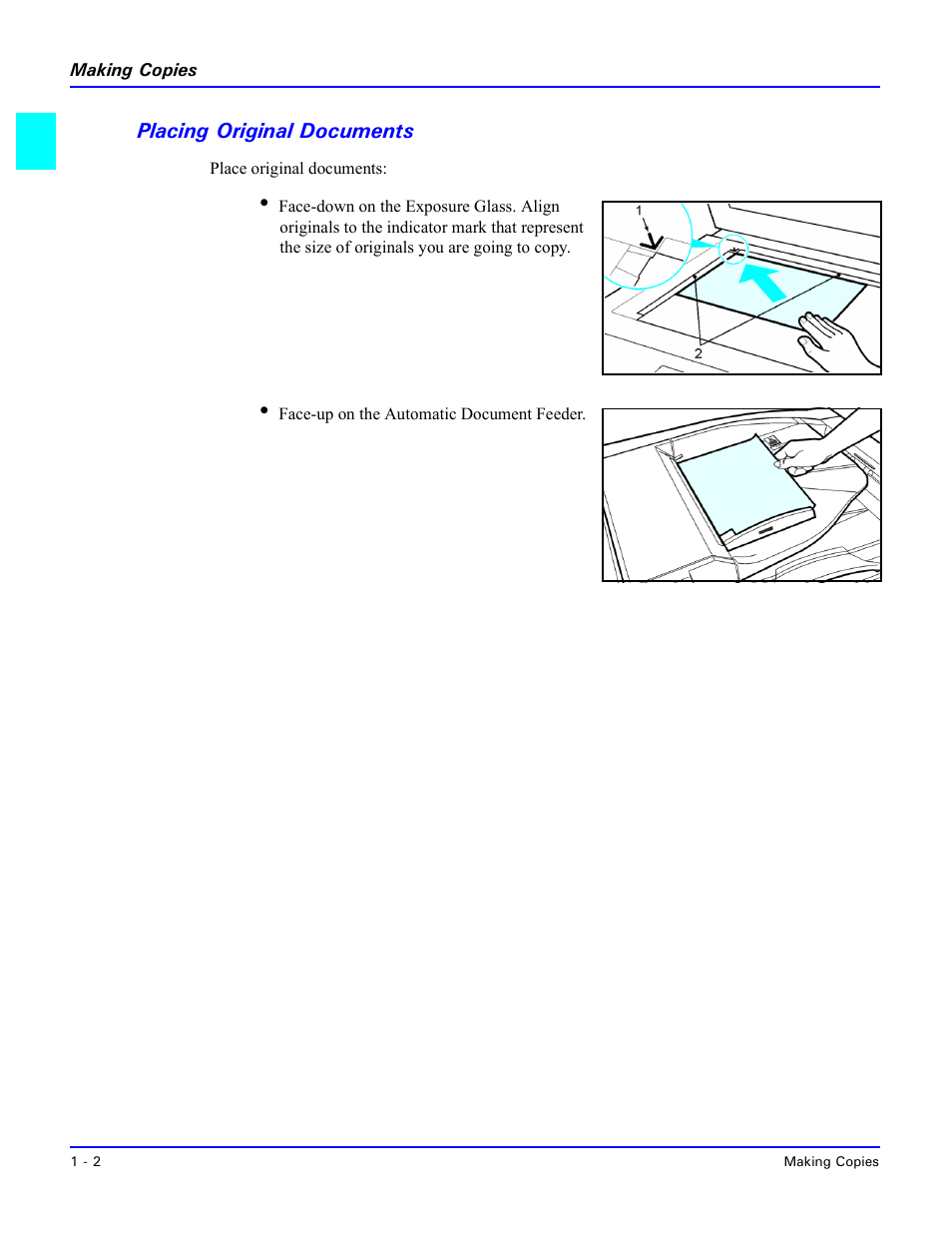 Placing original documents, Placing original documents -2 | Lanier 5470 User Manual | Page 14 / 184