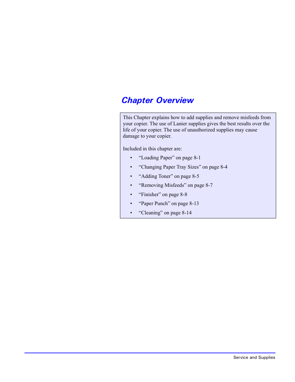 Chapter overview | Lanier 5470 User Manual | Page 142 / 184