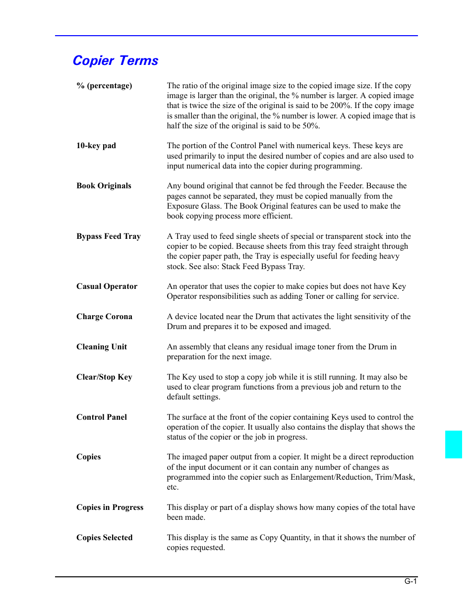 Copier terms | Lanier 5470 User Manual | Page 171 / 184