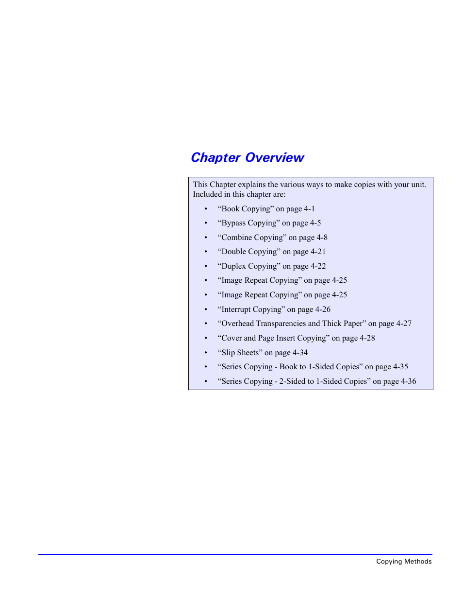 Chapter overview | Lanier 5470 User Manual | Page 46 / 184