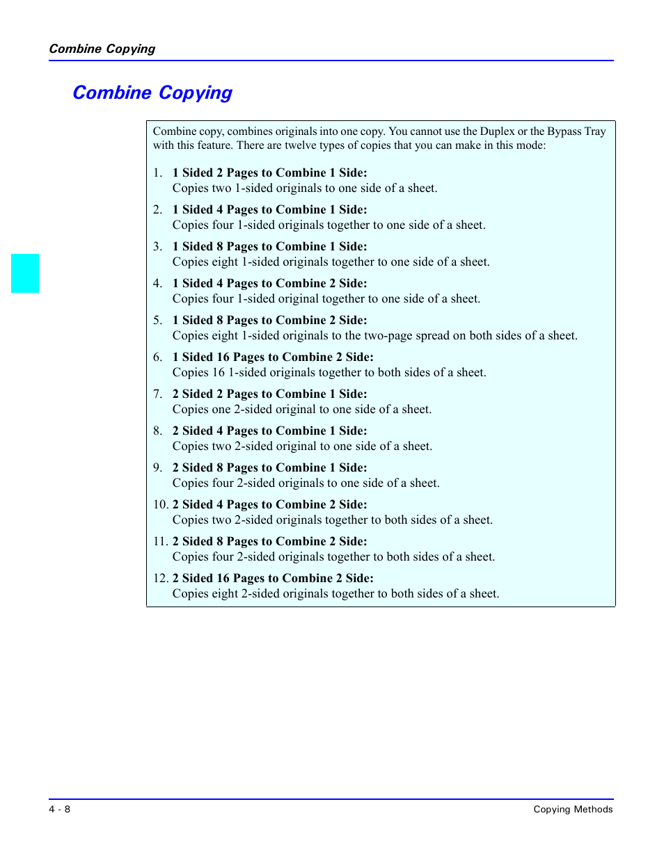 Combine copying, Combine copying -8 | Lanier 5470 User Manual | Page 54 / 184