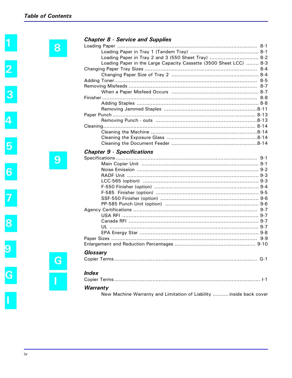 89 g i | Lanier 5470 User Manual | Page 6 / 184