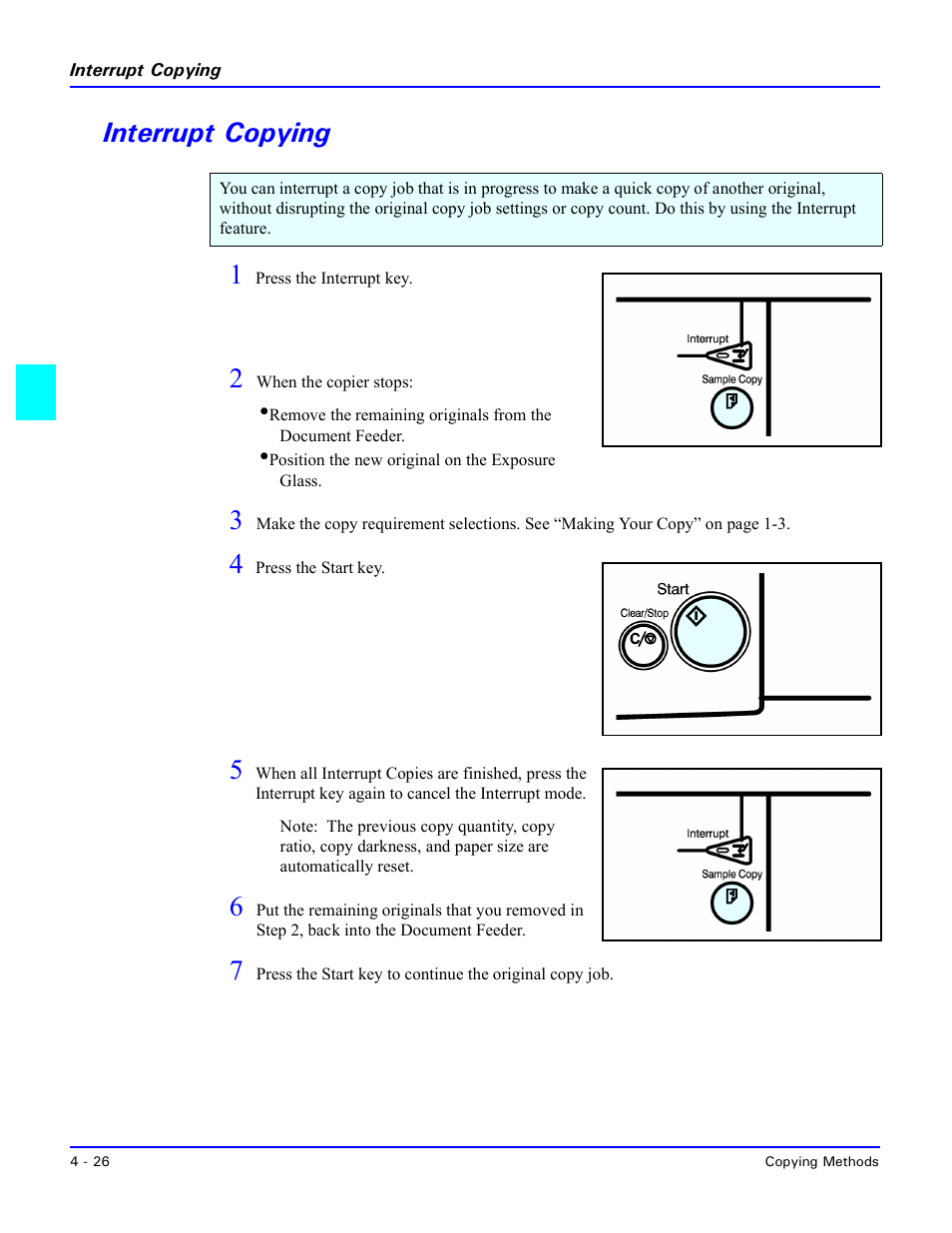 Interrupt copying, Interrupt copying -26, Interrupt copying 1 | Lanier 5470 User Manual | Page 72 / 184