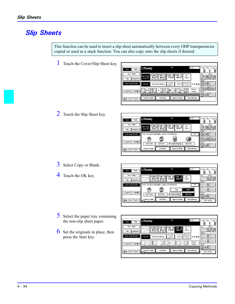 Slip sheets, Slip sheets -34, Slip sheets 1 | Lanier 5470 User Manual | Page 80 / 184