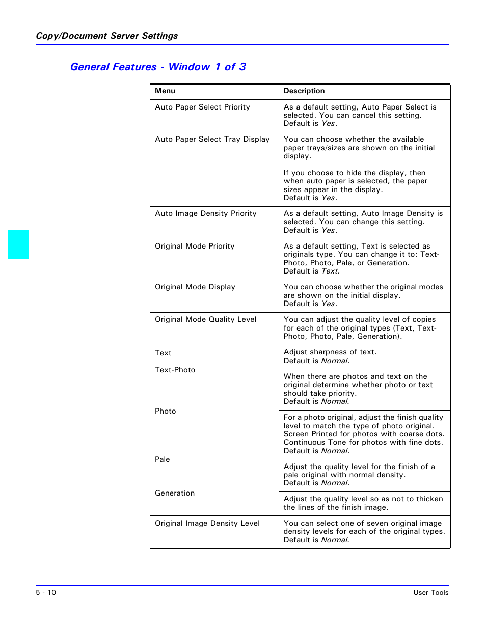 General features - window 1 of 3, General features - window 1 of 3 -10 | Lanier 5470 User Manual | Page 94 / 184