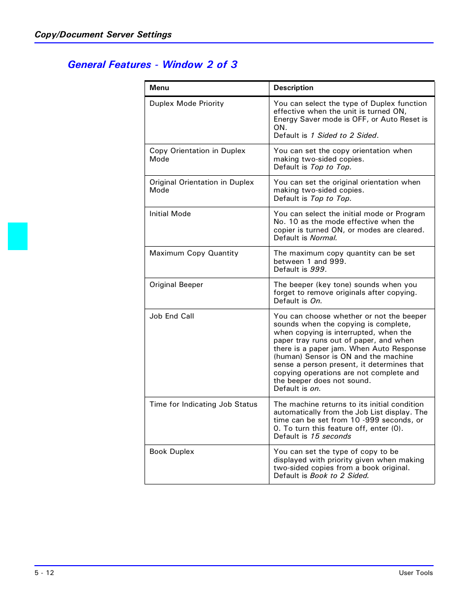 General features - window 2 of 3, General features - window 2 of 3 -12 | Lanier 5470 User Manual | Page 96 / 184