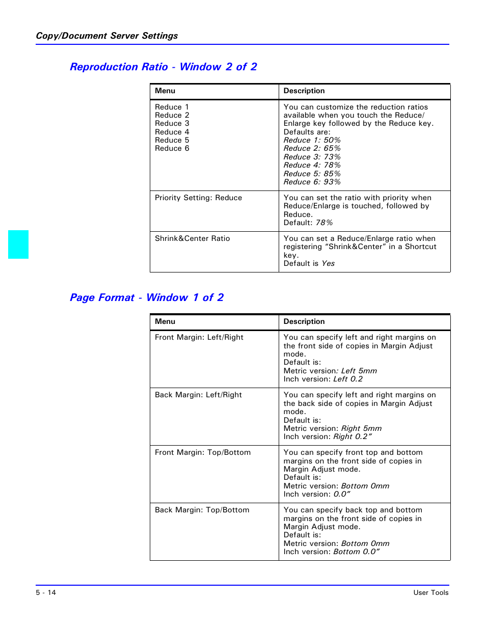 Reproduction ratio - window 2 of 2 | Lanier 5470 User Manual | Page 98 / 184