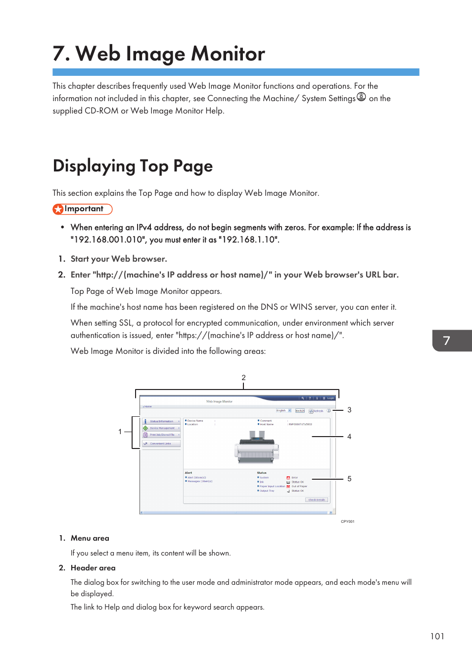 Web image monitor, Displaying top page | Lanier CW2200SP User Manual | Page 103 / 220