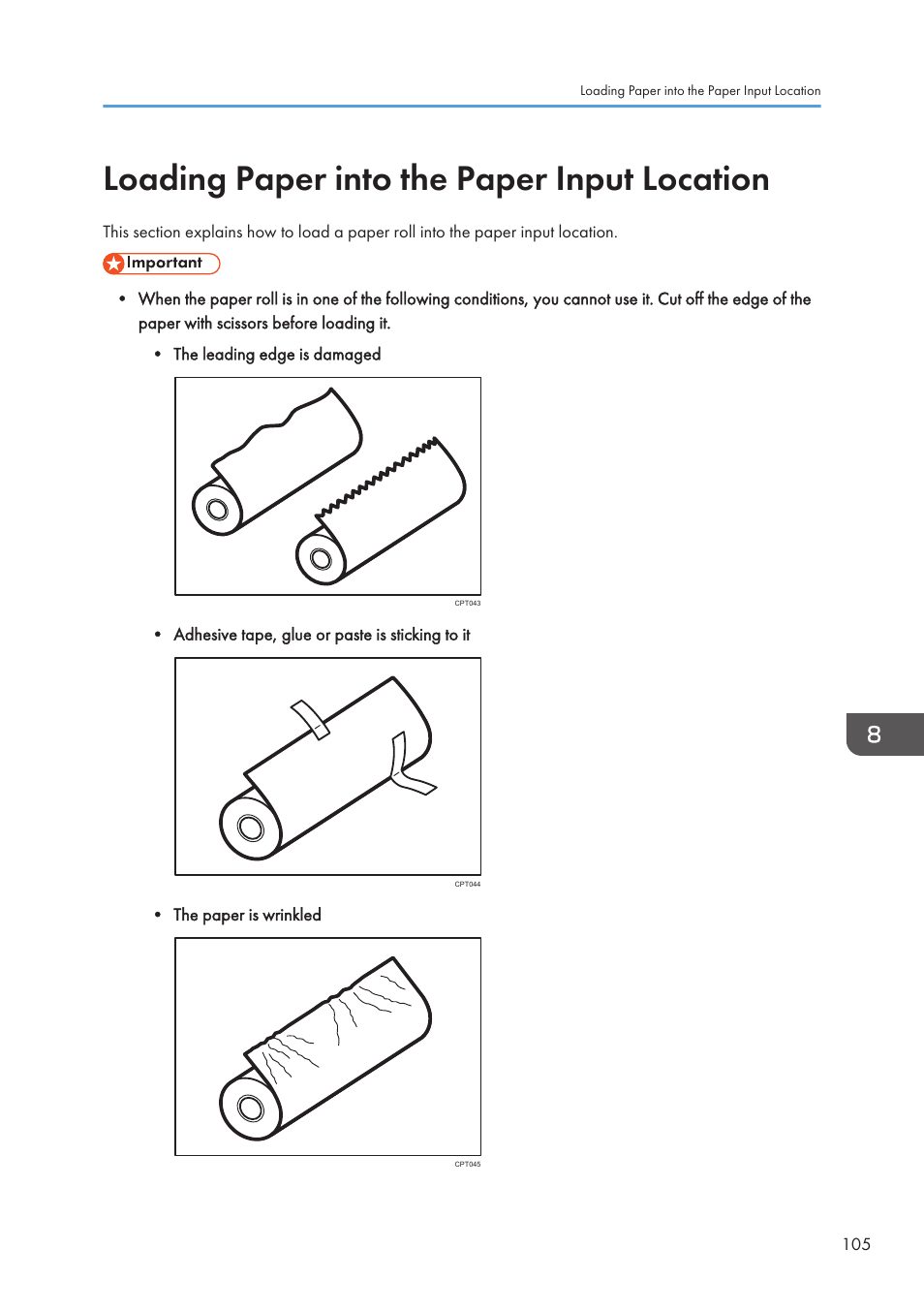 Loading paper into the paper input location | Lanier CW2200SP User Manual | Page 107 / 220