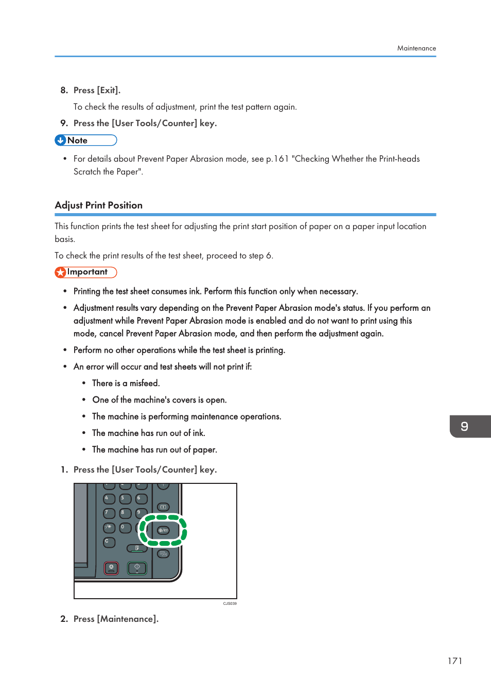 Adjust print position | Lanier CW2200SP User Manual | Page 173 / 220