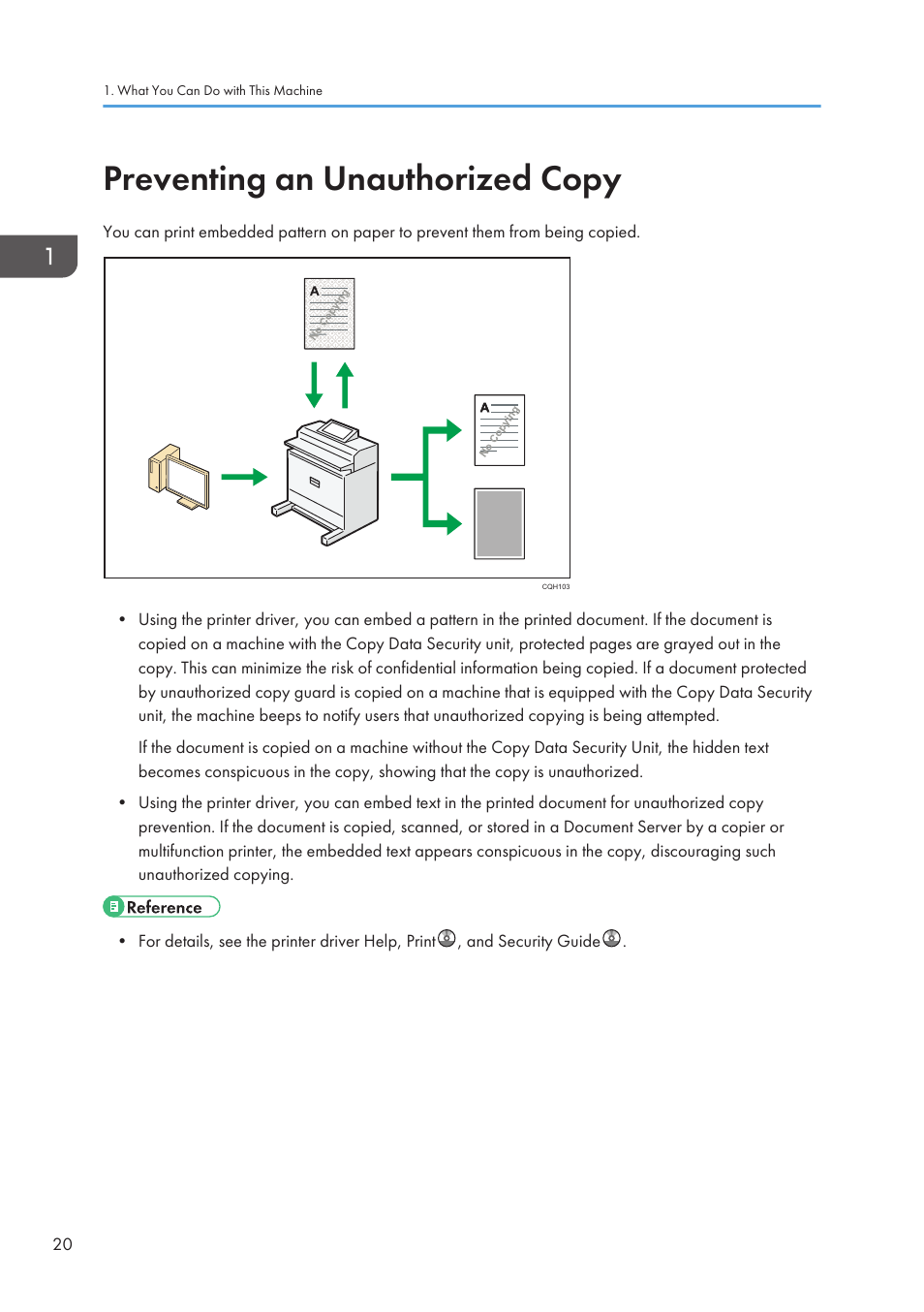 Preventing an unauthorized copy | Lanier CW2200SP User Manual | Page 22 / 220