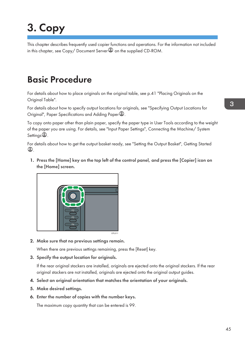 Copy, Basic procedure | Lanier CW2200SP User Manual | Page 47 / 220