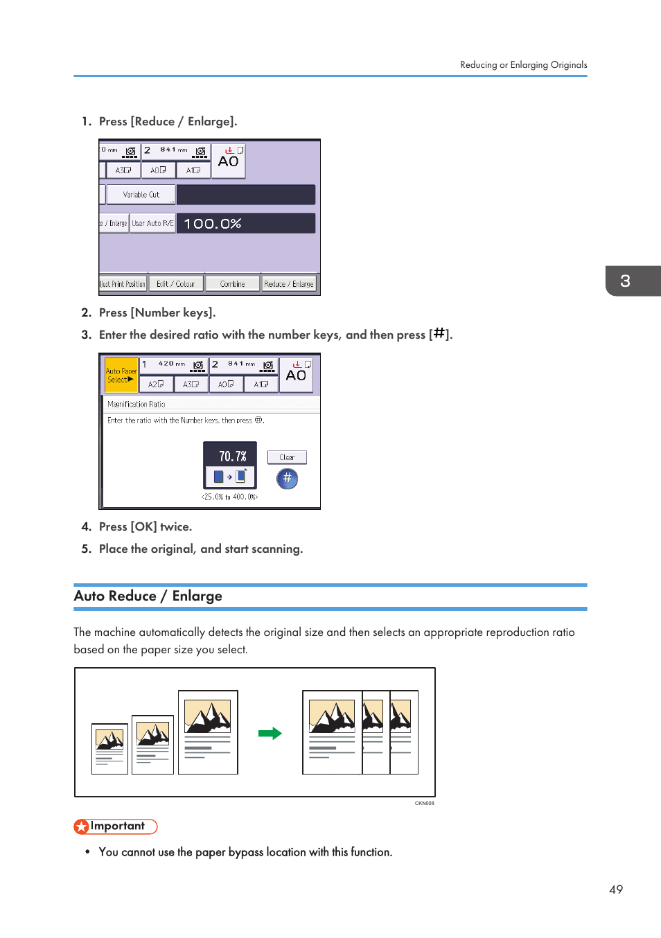 Auto reduce / enlarge | Lanier CW2200SP User Manual | Page 51 / 220