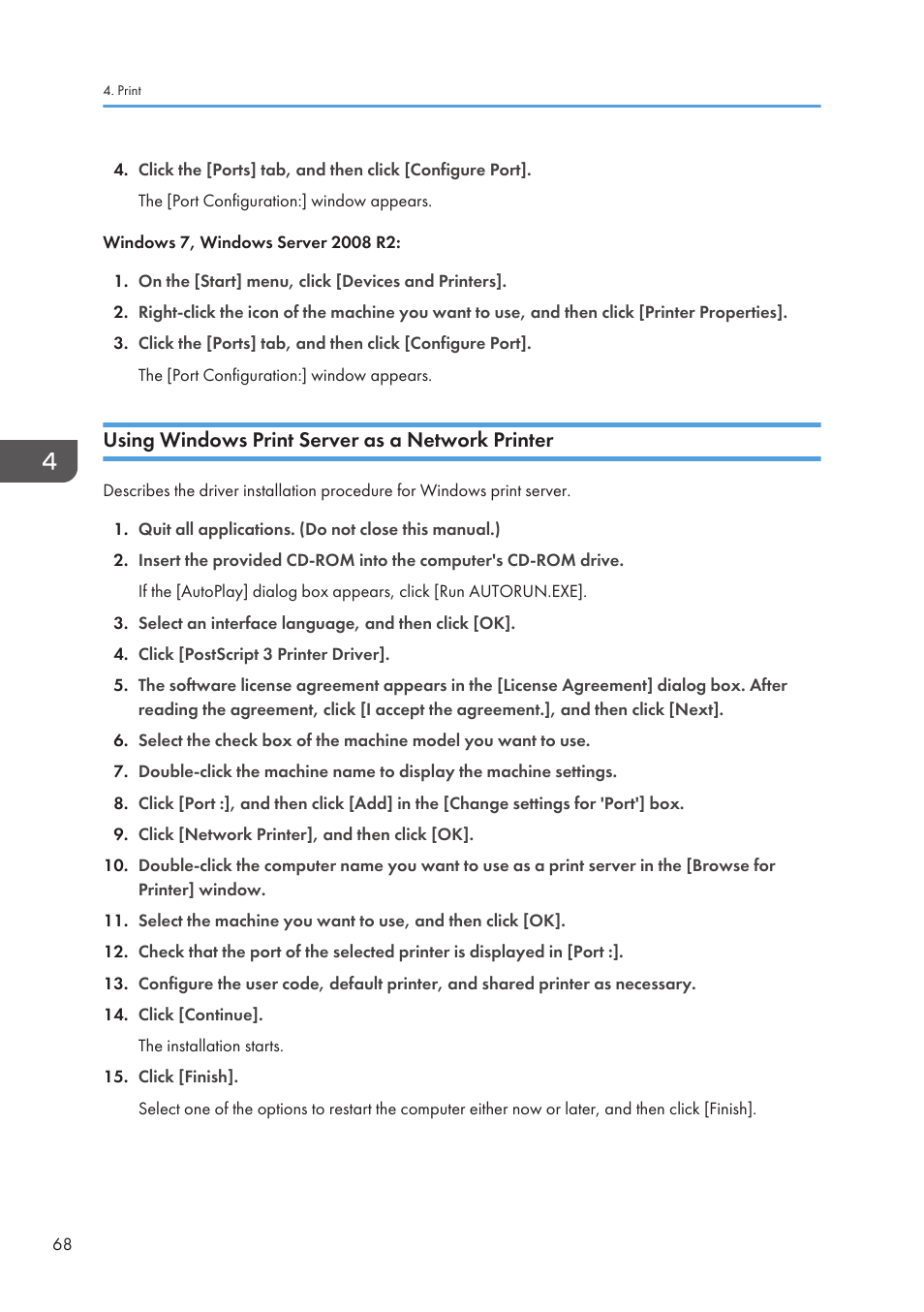 Using windows print server as a network printer | Lanier CW2200SP User Manual | Page 70 / 220