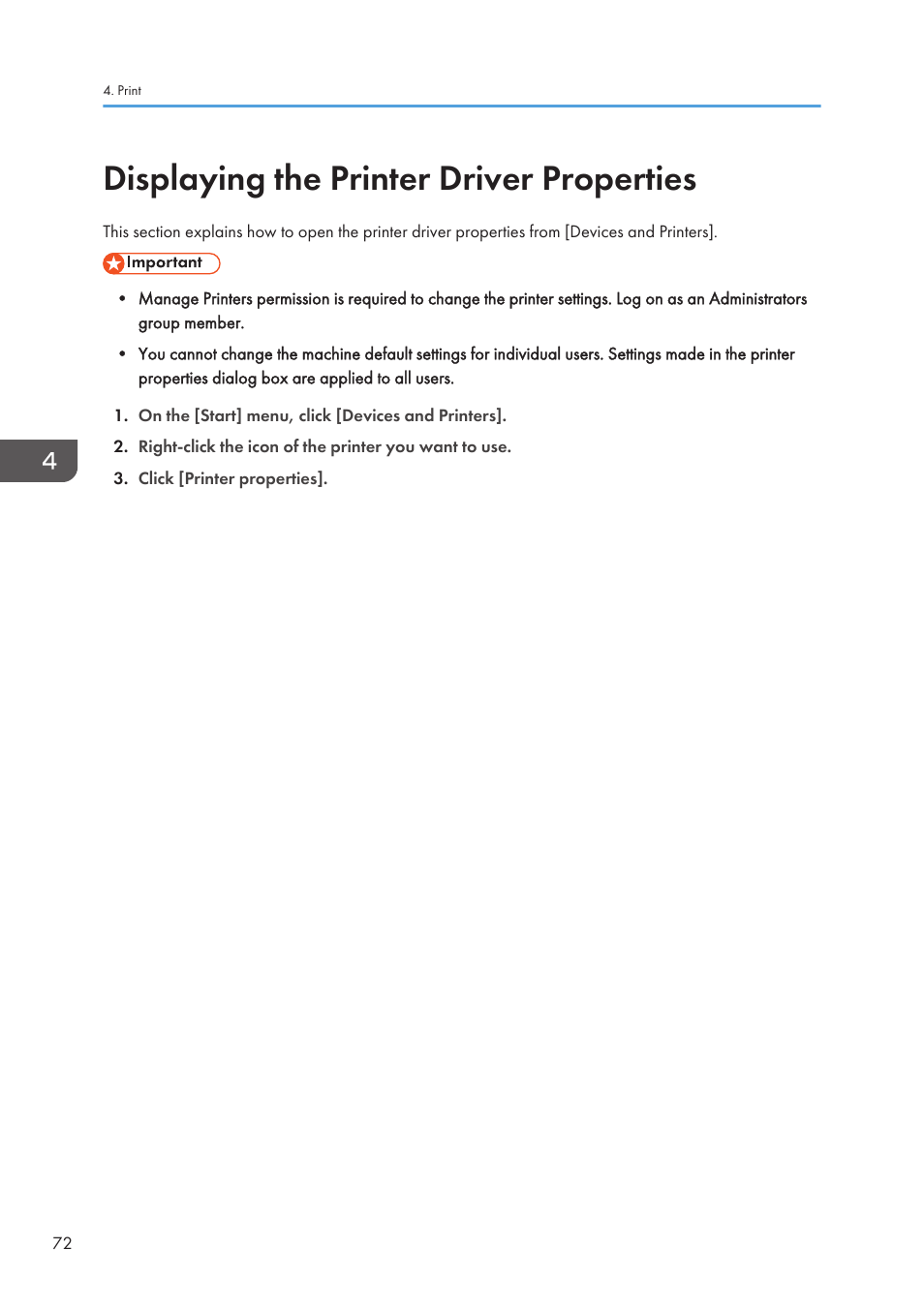 Displaying the printer driver properties | Lanier CW2200SP User Manual | Page 74 / 220