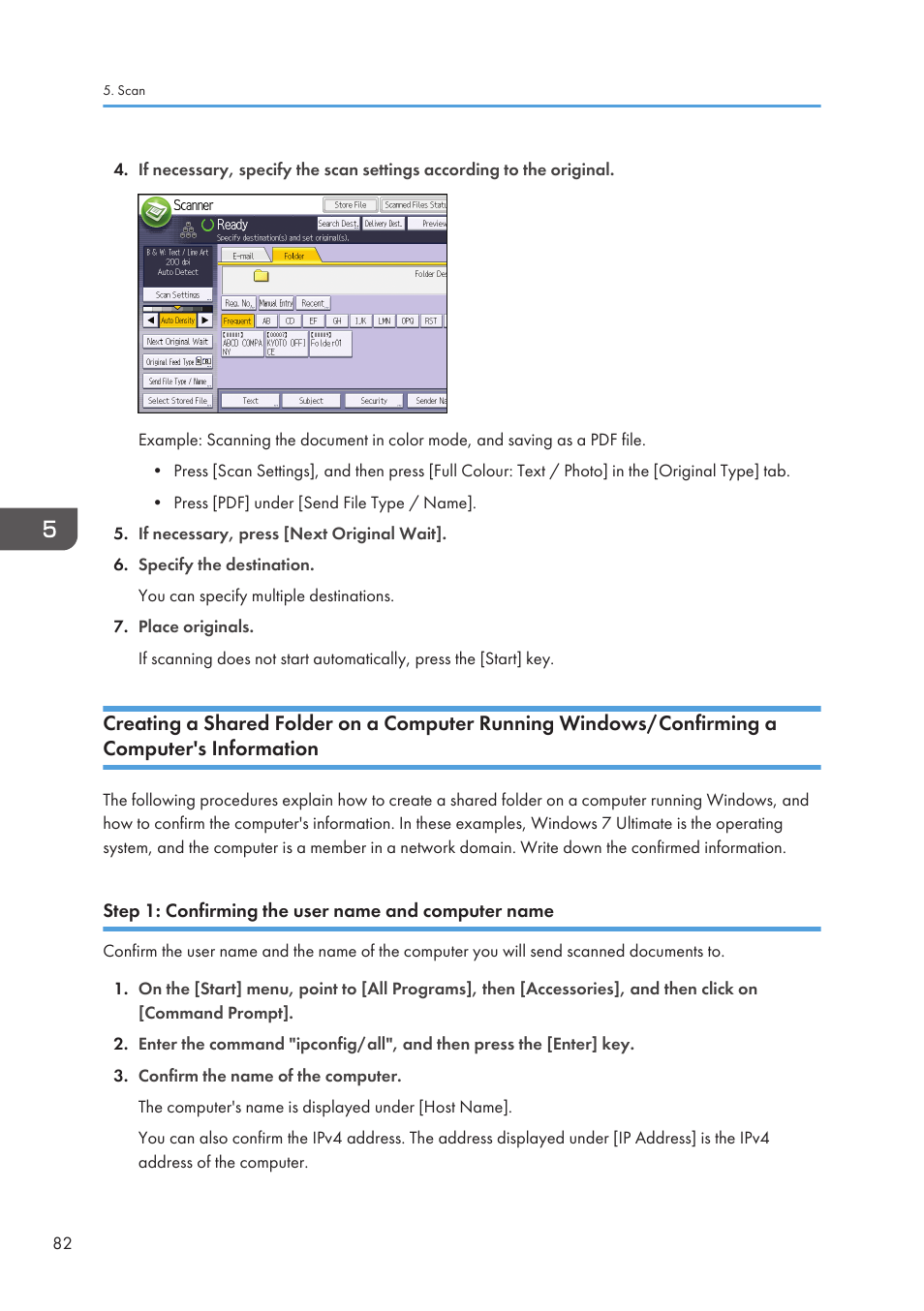 Step 1: confirming the user name and computer name | Lanier CW2200SP User Manual | Page 84 / 220