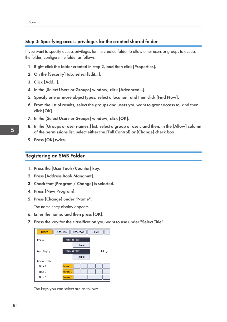 Registering an smb folder | Lanier CW2200SP User Manual | Page 86 / 220