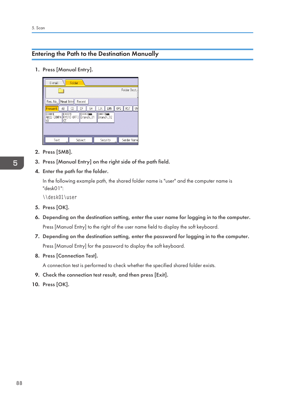 Entering the path to the destination manually | Lanier CW2200SP User Manual | Page 90 / 220