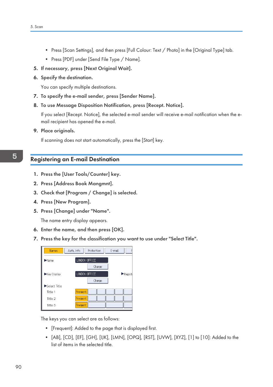 Registering an e-mail destination | Lanier CW2200SP User Manual | Page 92 / 220