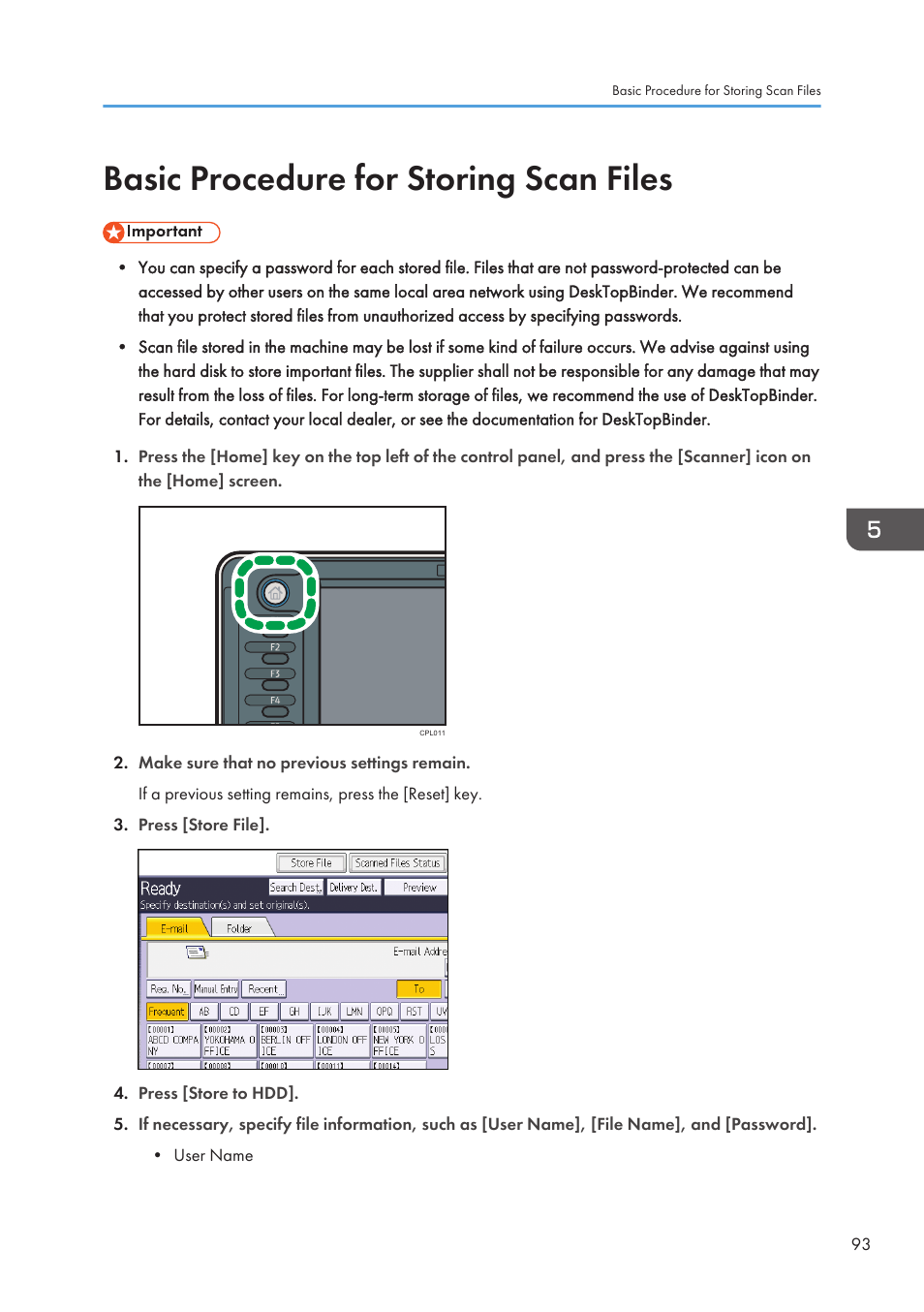 Basic procedure for storing scan files | Lanier CW2200SP User Manual | Page 95 / 220