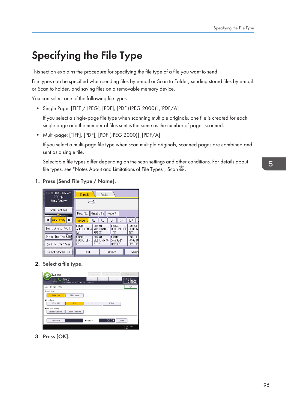 Specifying the file type | Lanier CW2200SP User Manual | Page 97 / 220