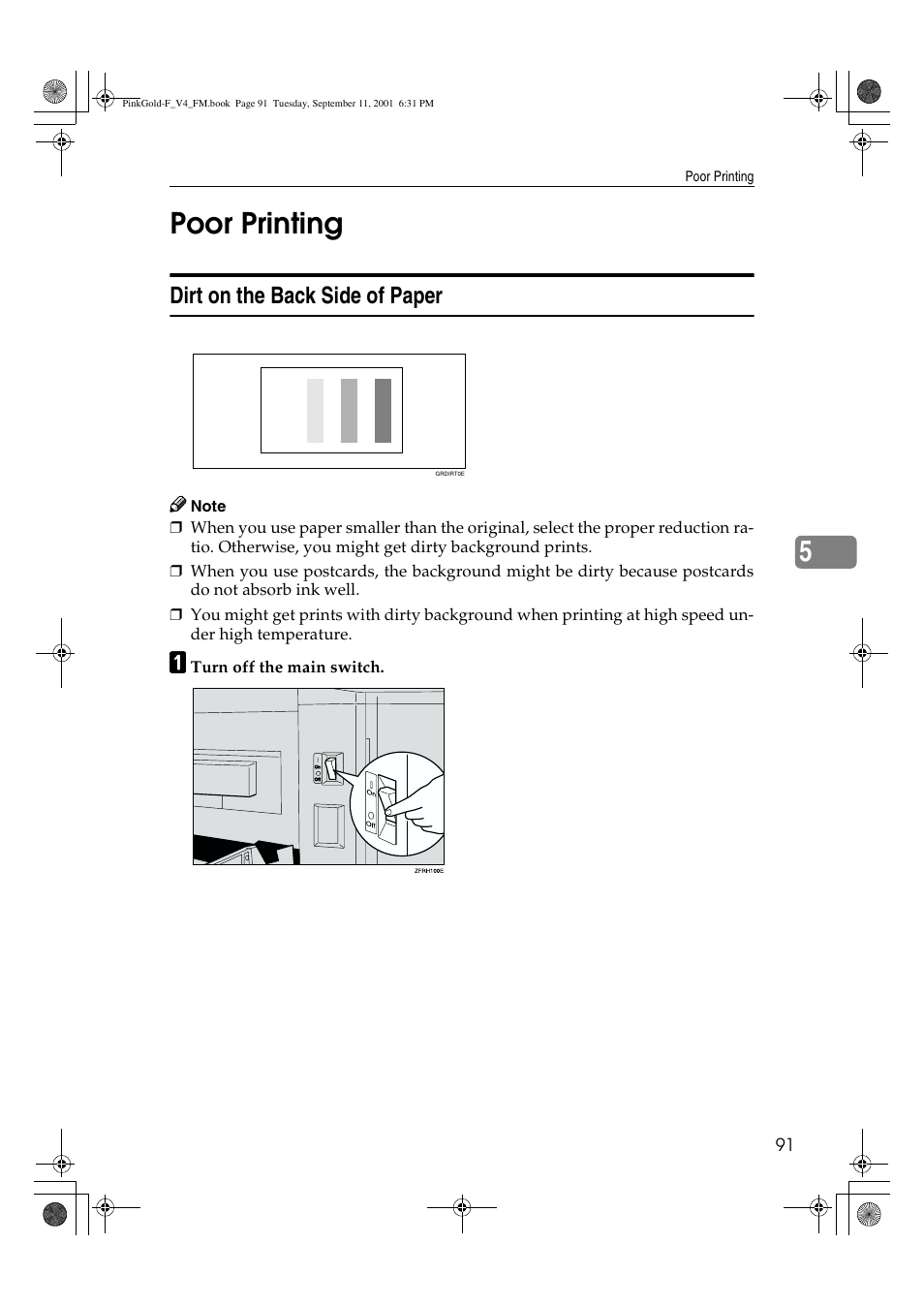 Poor printing, 5poor printing, Dirt on the back side of paper | Lanier JP1030 User Manual | Page 103 / 128