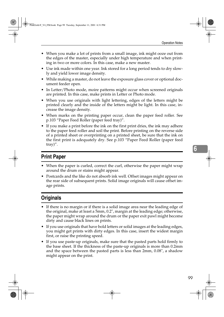 Print paper, Originals | Lanier JP1030 User Manual | Page 111 / 128