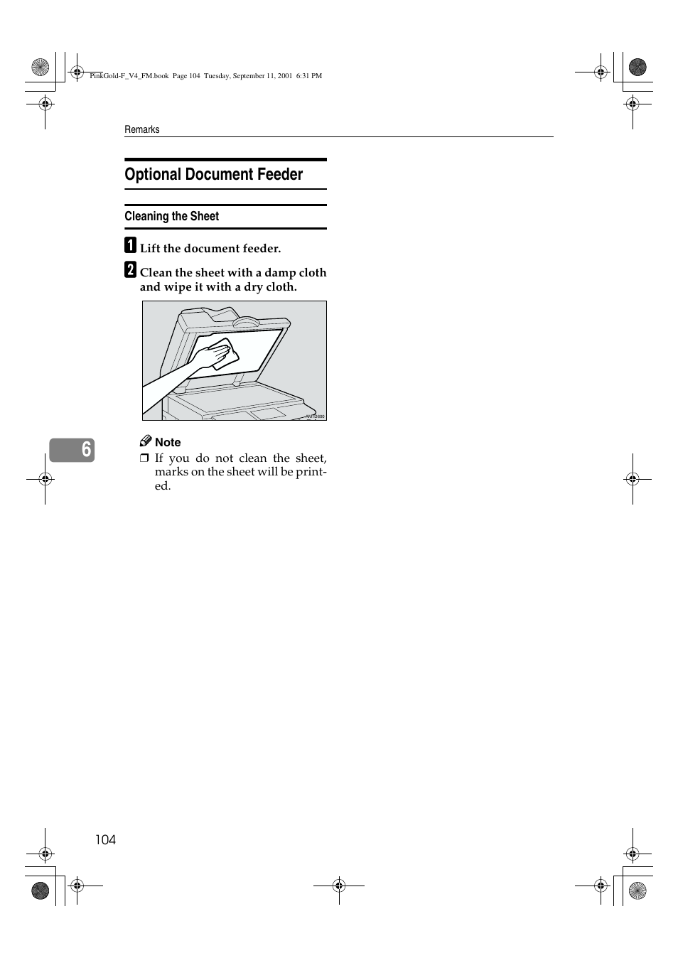 Optional document feeder | Lanier JP1030 User Manual | Page 116 / 128