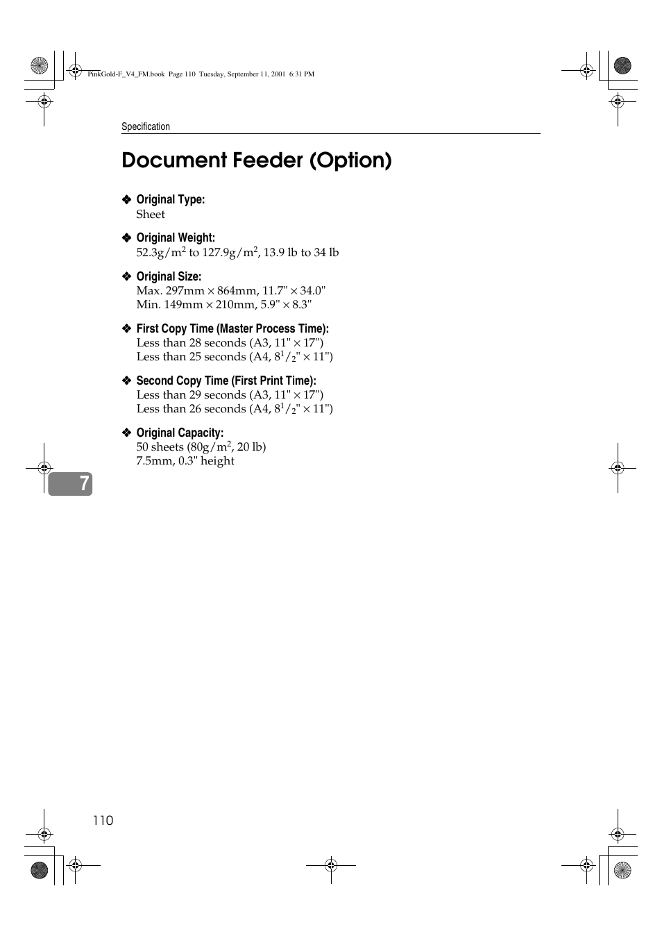 Document feeder (option), 7document feeder (option) | Lanier JP1030 User Manual | Page 122 / 128