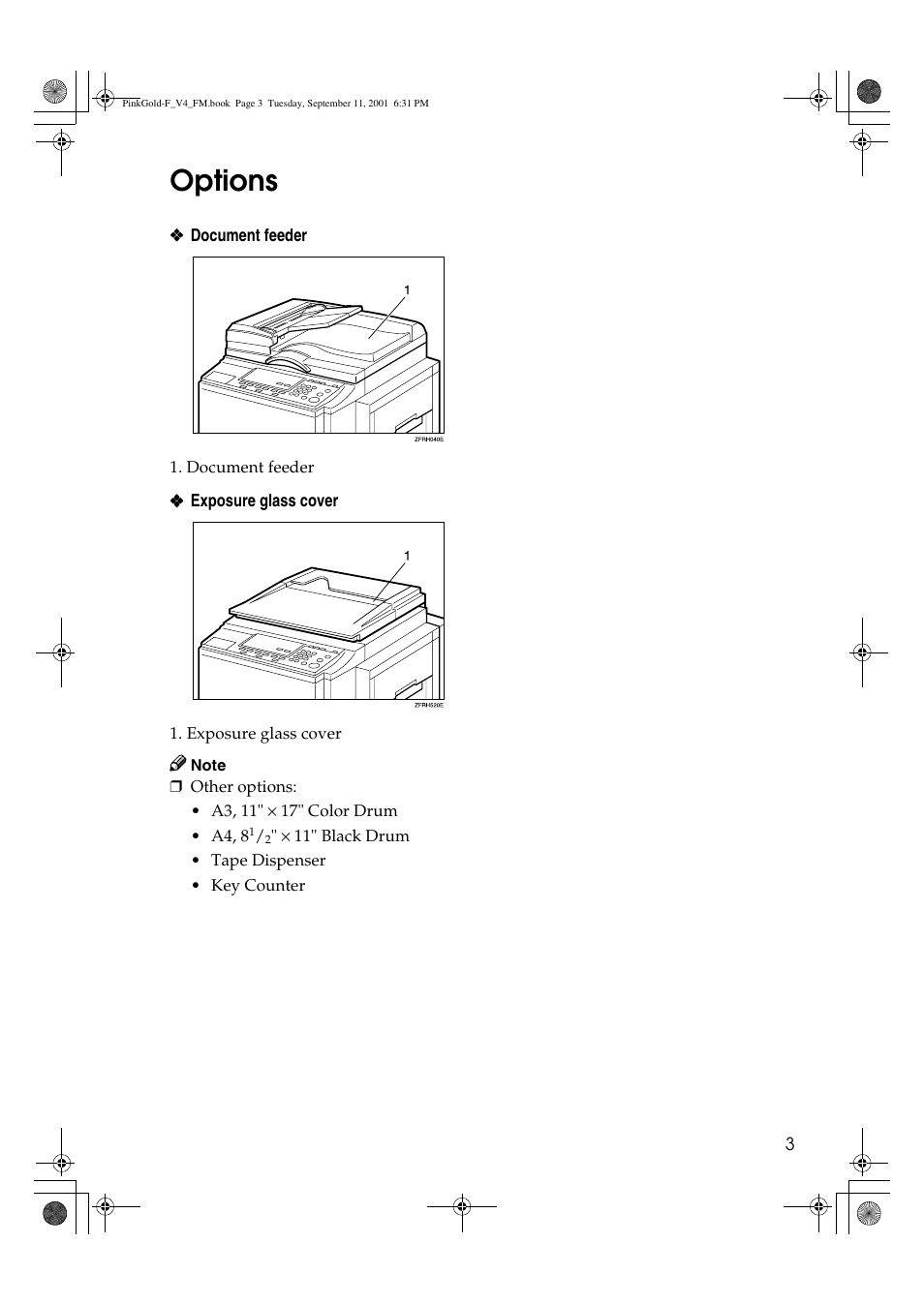 Options | Lanier JP1030 User Manual | Page 15 / 128