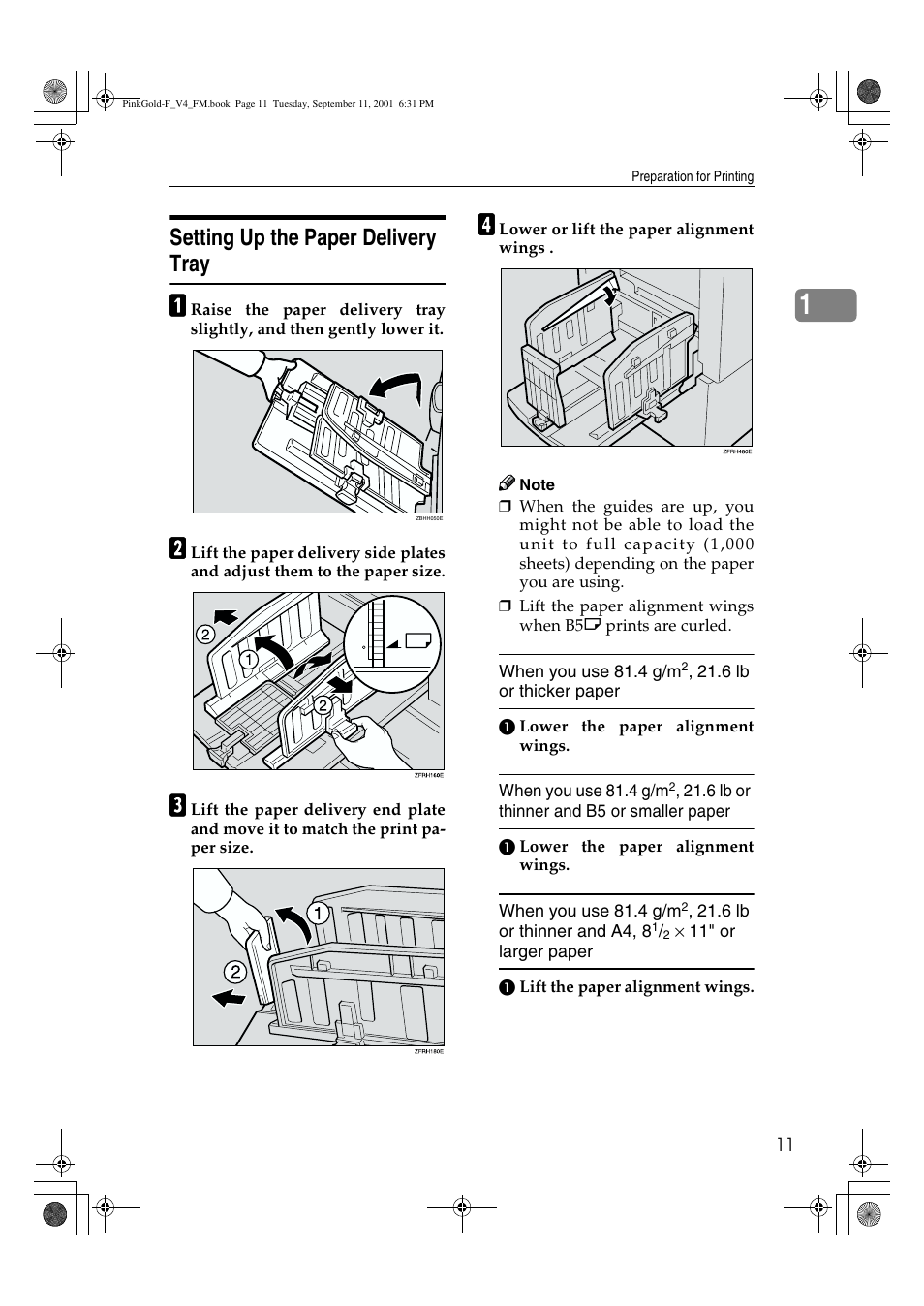 Setting up the paper delivery tray | Lanier JP1030 User Manual | Page 23 / 128