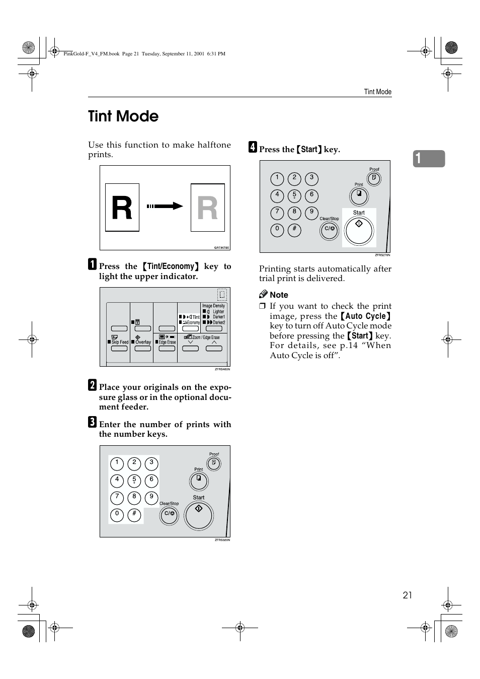 Tint mode, 1tint mode | Lanier JP1030 User Manual | Page 33 / 128