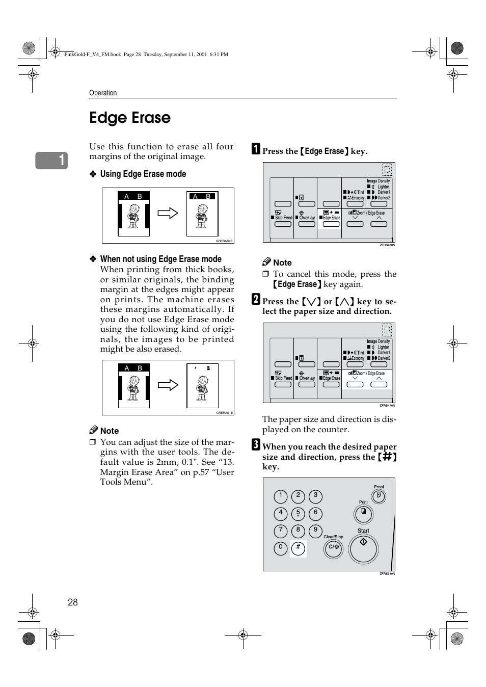 Edge erase, 1edge erase | Lanier JP1030 User Manual | Page 40 / 128