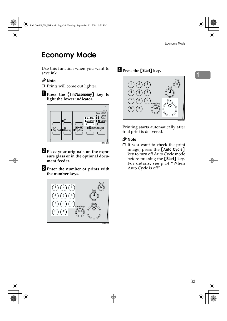 Economy mode, 1economy mode | Lanier JP1030 User Manual | Page 45 / 128