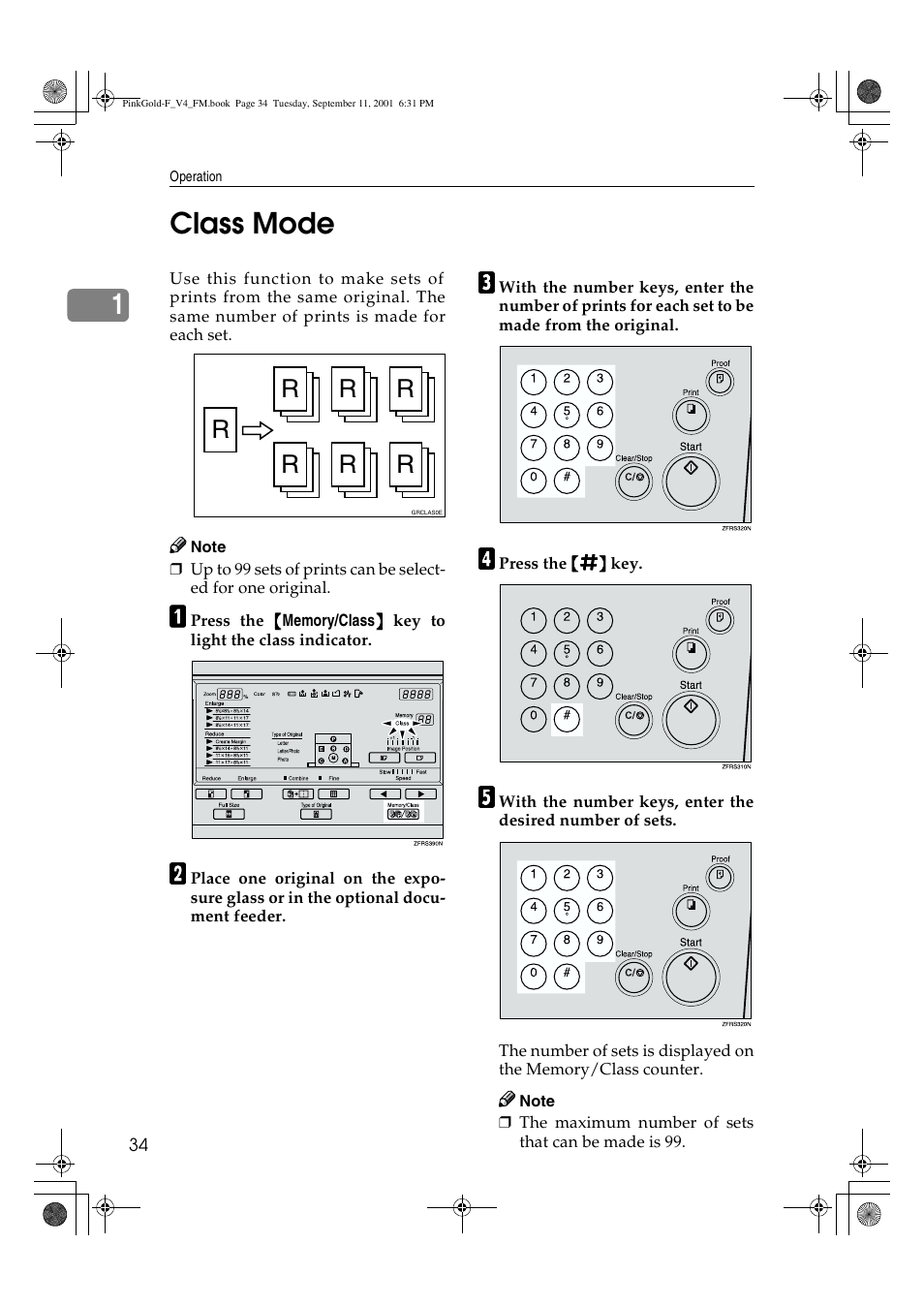 Class mode, 1class mode | Lanier JP1030 User Manual | Page 46 / 128