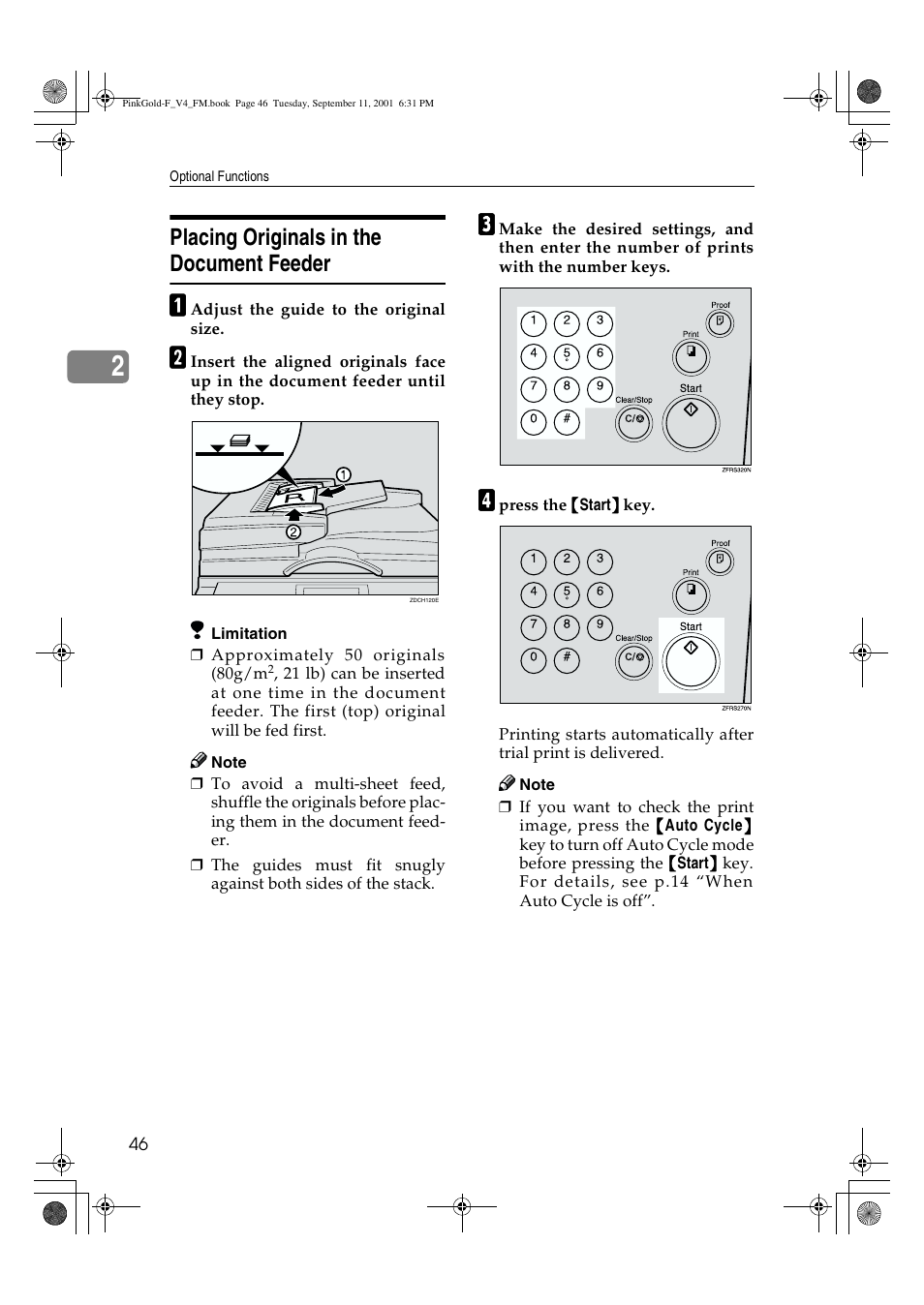 Placing originals in the document feeder | Lanier JP1030 User Manual | Page 58 / 128