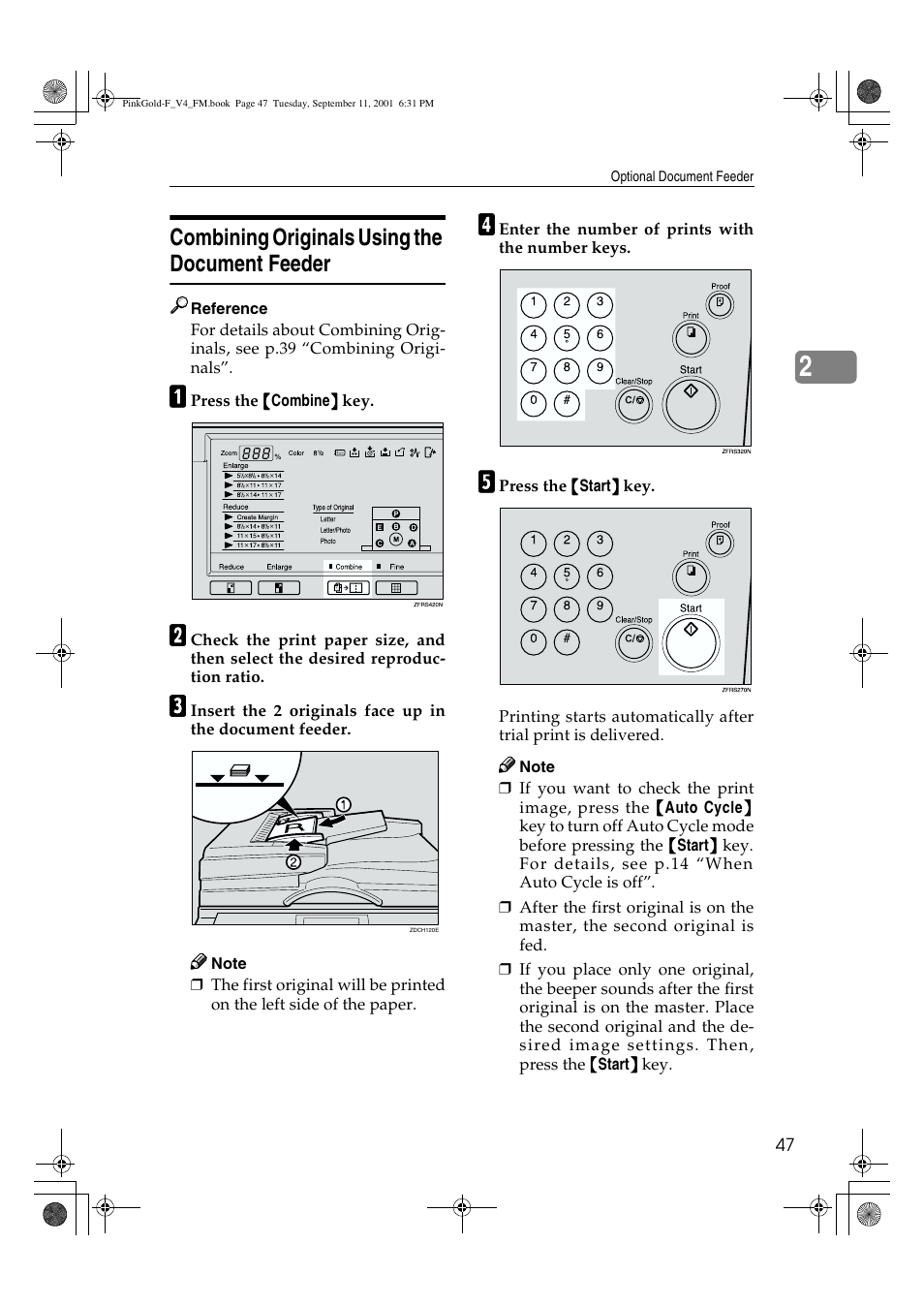 Combining originals using the document feeder | Lanier JP1030 User Manual | Page 59 / 128