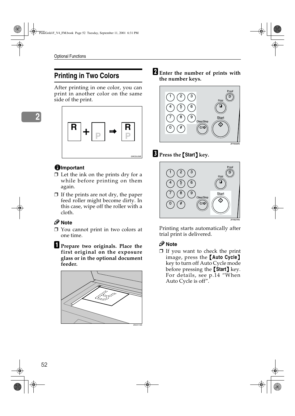 Rp r p, Printing in two colors | Lanier JP1030 User Manual | Page 64 / 128