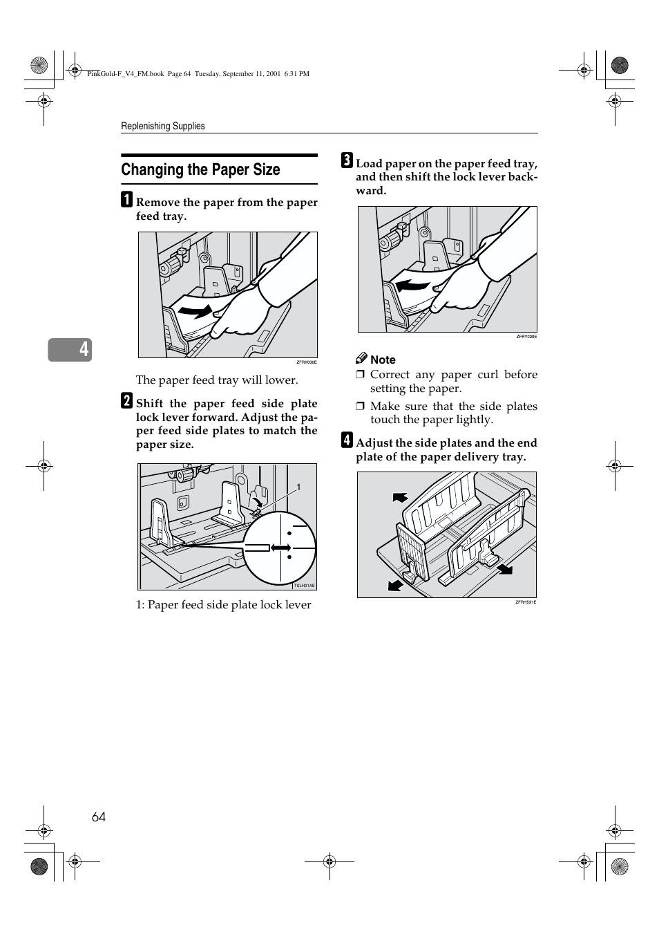 Changing the paper size | Lanier JP1030 User Manual | Page 76 / 128