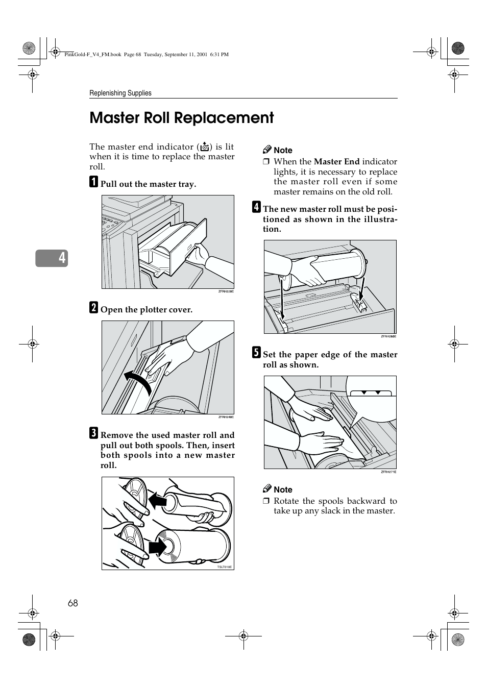 Master roll replacement, 4master roll replacement | Lanier JP1030 User Manual | Page 80 / 128