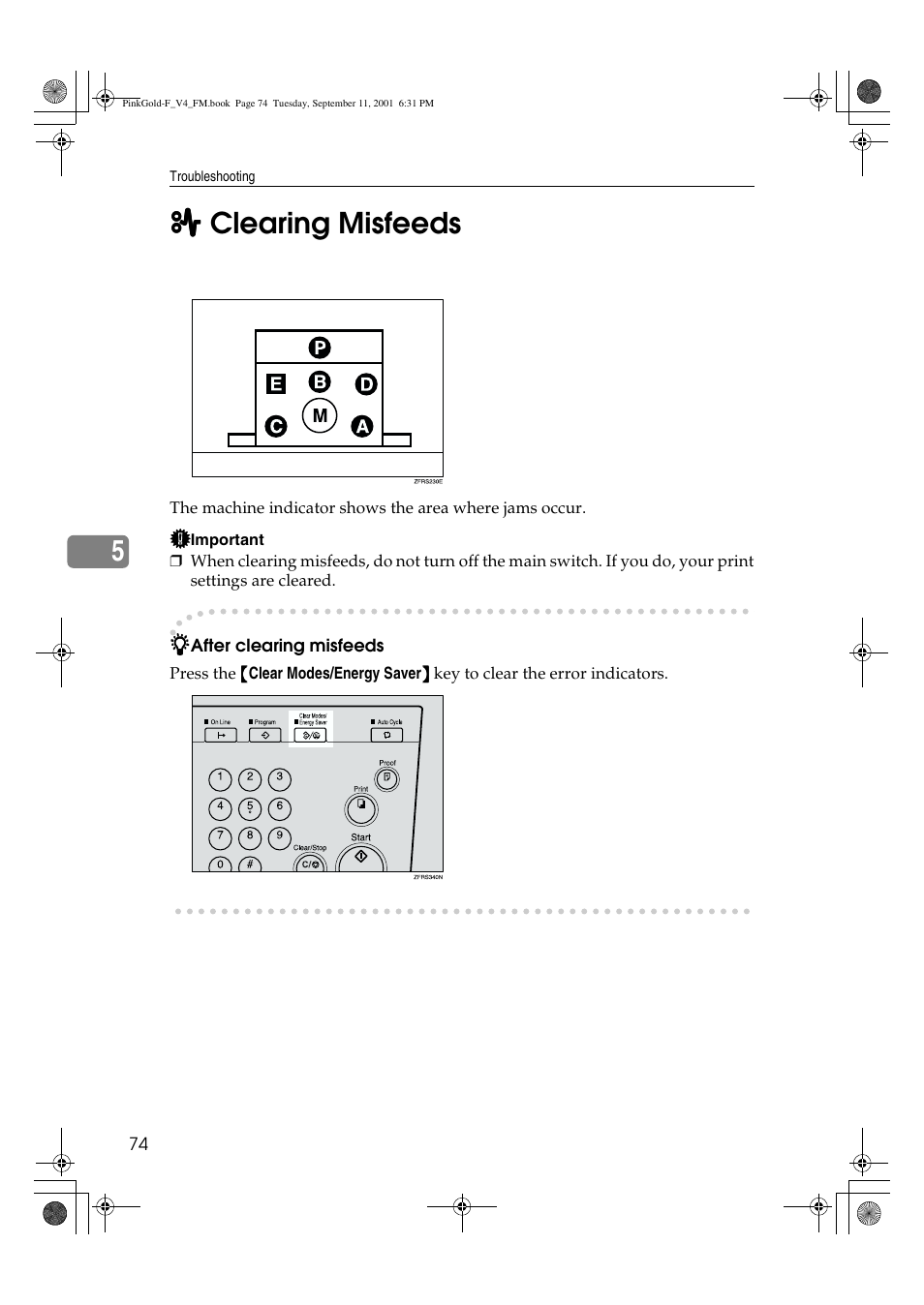 Clearing misfeeds | Lanier JP1030 User Manual | Page 86 / 128