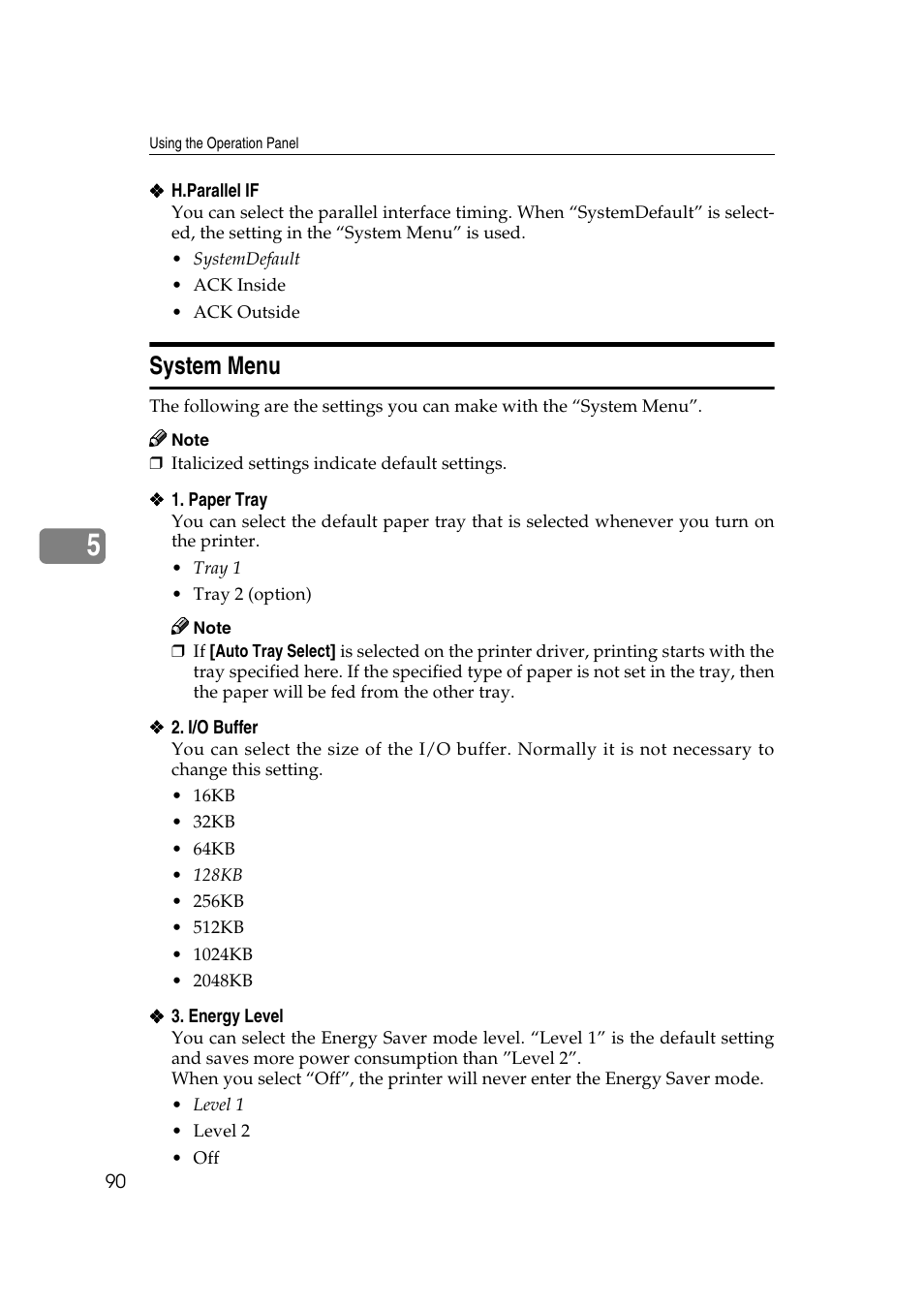 System menu | Lanier AP206 User Manual | Page 103 / 141