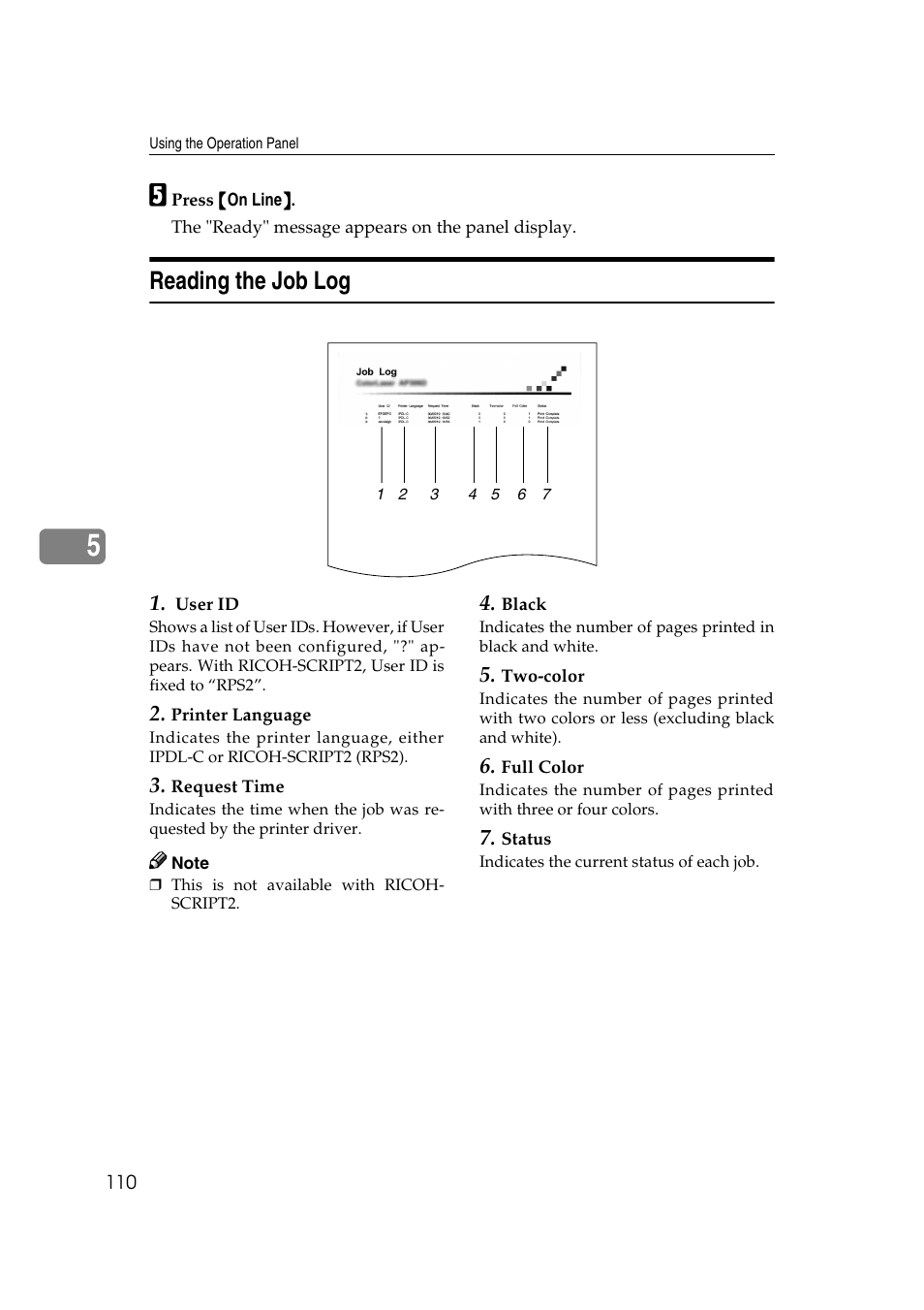 Reading the job log | Lanier AP206 User Manual | Page 123 / 141