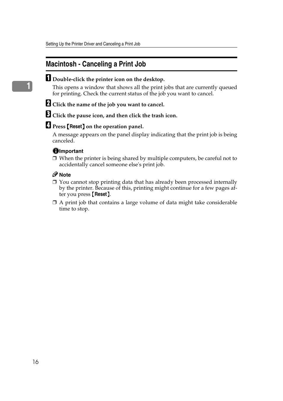 Macintosh, Macintosh - canceling a print job | Lanier AP206 User Manual | Page 29 / 141