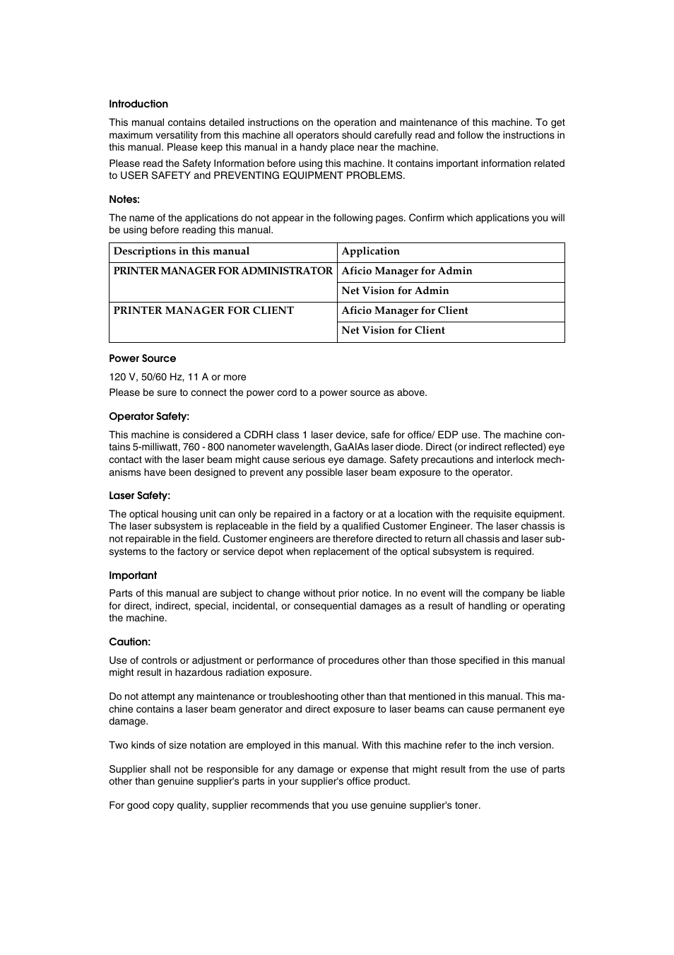 Lanier AP206 User Manual | Page 3 / 141