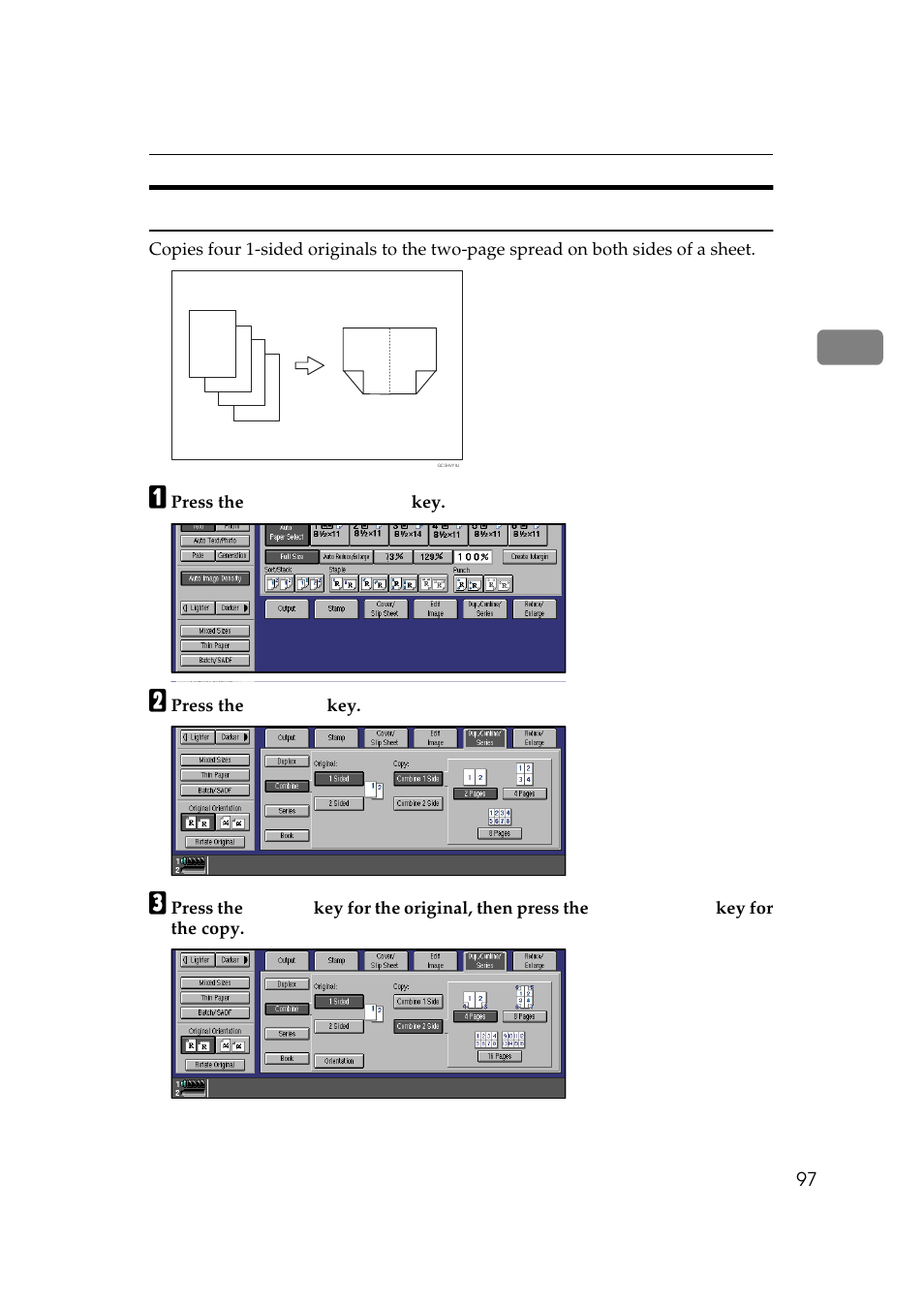 Combine 2 side, 1 sided 4 pages → combine 2 side | Lanier 5705 User Manual | Page 111 / 368